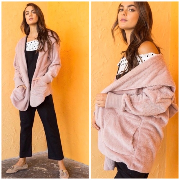 ❄️LAST1️⃣//MAUVE BLANKET CARDIGAN FLEECE HOODIE - Picture 3 of 9